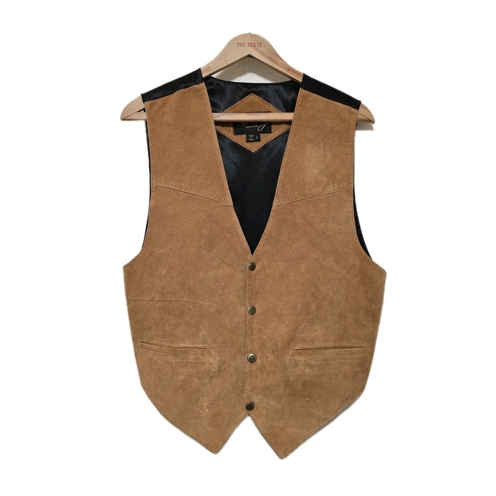 Scully Mens Suede Leather Vest Size Small Brown Western Snap Buttons